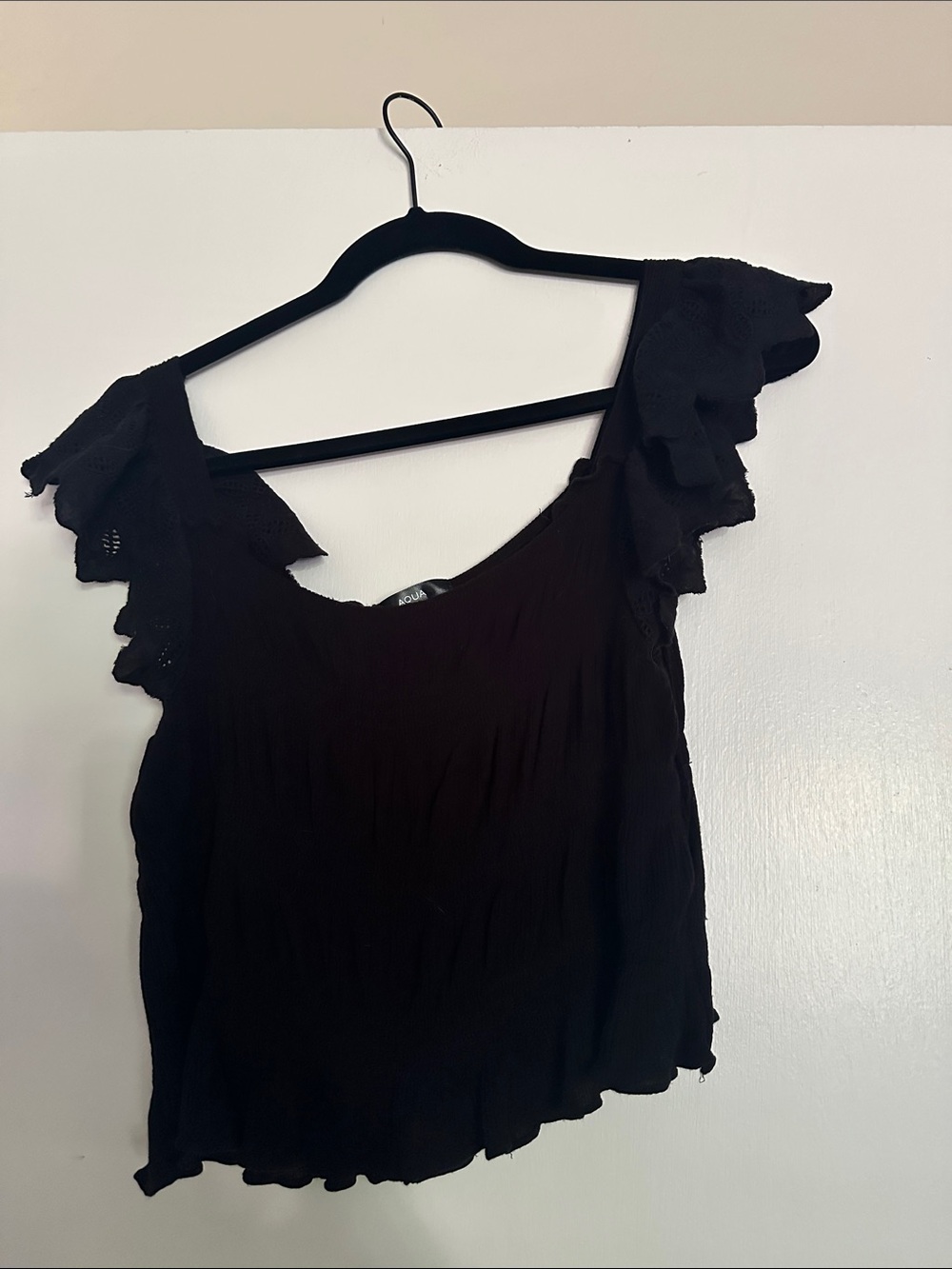 Black Ruffle Sleeve Women’s Crop Top